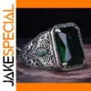 Retro Men's Ring with Green Zircon
