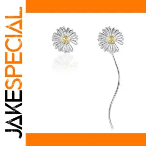 Elegant Asymmetric Daisy Chain Earrings in Silver