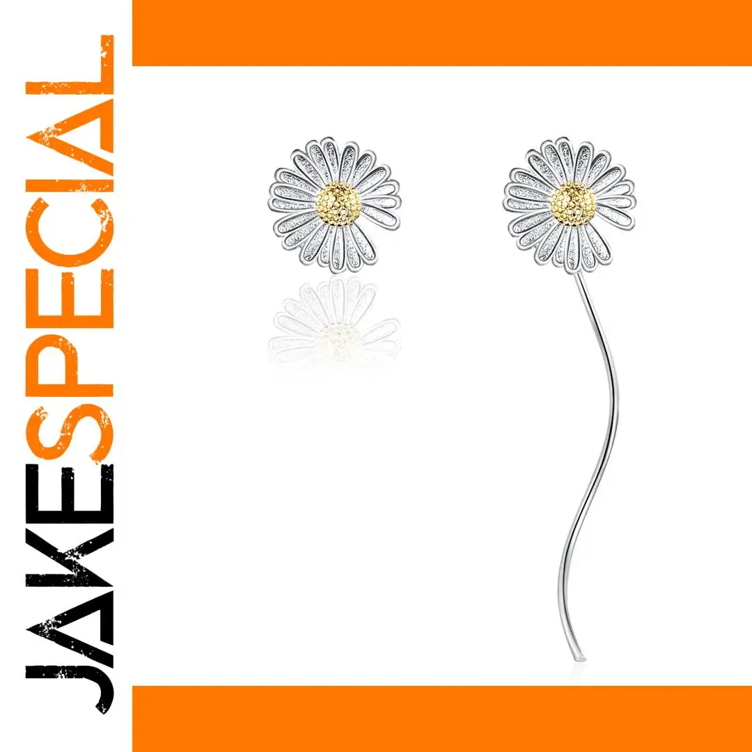 Elegant Asymmetric Daisy Chain Earrings in Silver 1 Elegant Asymmetric Daisy Chain Earrings in Silver
