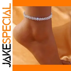 Silver Cubic Zirconia Anklet for Women