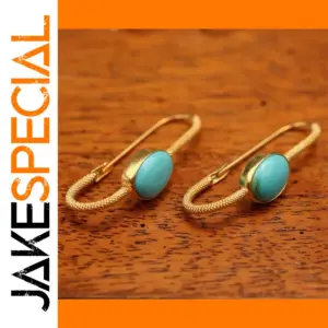 Vintage Green Stone Drop Earrings for Women