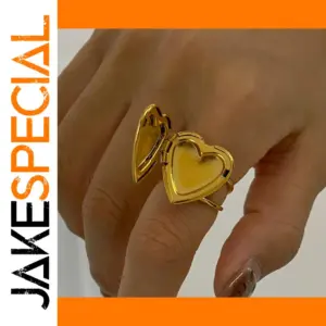 Elegant Stainless Steel Gold PVD Heart Ring