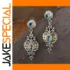 Vintage-style Drop Earrings with Blue Gemstones
