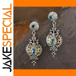 Vintage-style Drop Earrings with Blue Gemstones