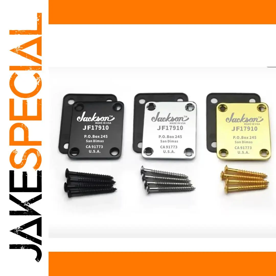 Jackson JF17910 Metal Guitar Neck Plate in Black, Silver, Gold 1 Jackson JF17910 Metal Guitar Neck Plate in Black, Silver, Gold