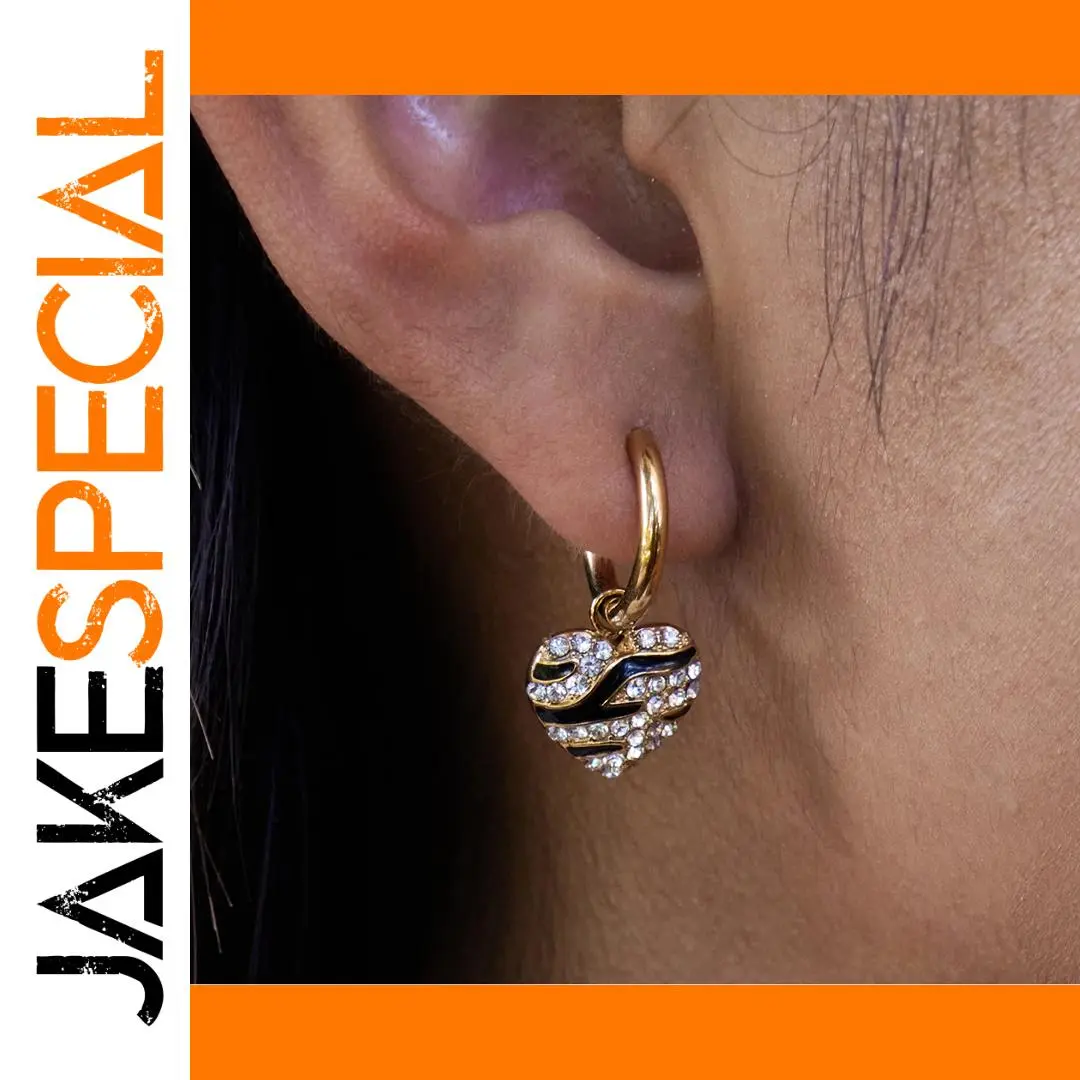 Heart-Shaped Stainless Steel Earrings with Rhinestones 1 Heart-Shaped Stainless Steel Earrings with Rhinestones