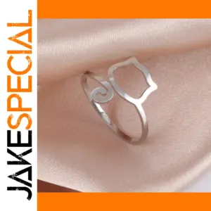 Cat-Shaped Stainless Steel Adjustable Ring