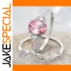 Pink and White Zircon Fashion Ring Set