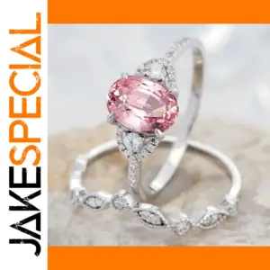 Pink and White Zircon Fashion Ring Set