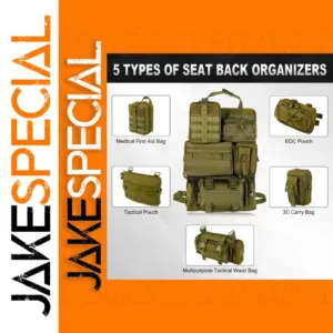 Khaki Tactical Car Seat Organizer with MOLLE Pouches