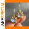 Elegant Gold Drop Earrings with Iridescent Center
