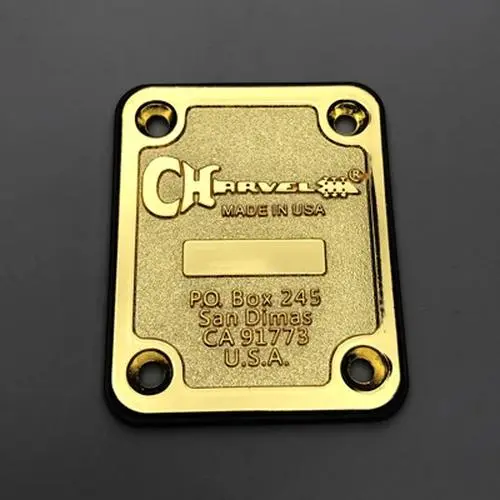 Charvel Gold/Chrome Guitar Neck Plate with Logo 5 Charvel Gold/Chrome Guitar Neck Plate with Logo - Image 5