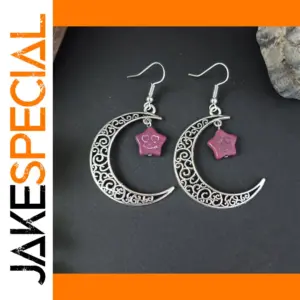 Vintage Moon Earrings in Silver Tone