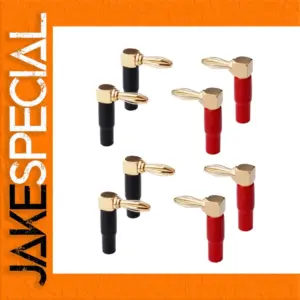 Right-Angle 4mm Banana Plug Set for Audio & Video