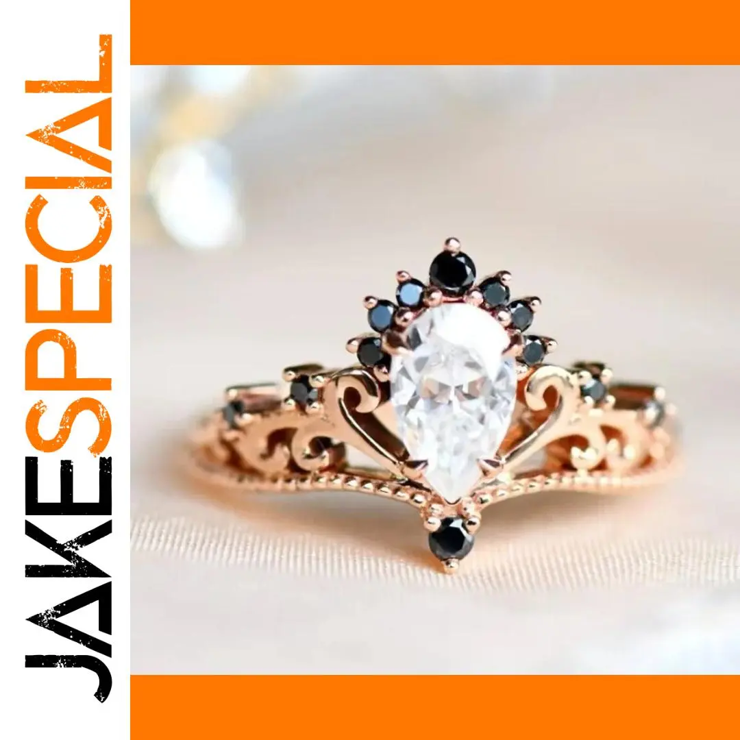 Rose Gold and Black Zircon Vintage Ring 1 Rose Gold and Black Zircon Vintage Ring