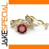 Gold Geometric Women's Ring with Red Zircon