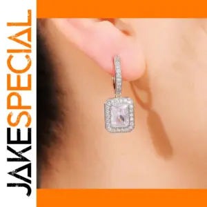 Sterling Silver Drop Earrings with Moissanite