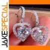 Silver Heart Drop Earrings with Cubic Zirconia