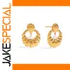Gold-tone Stainless Steel Pearl Earrings