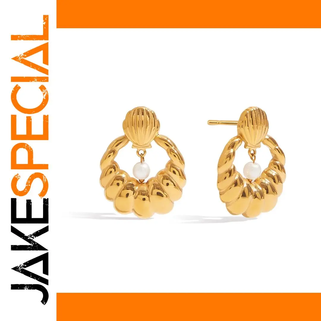 Gold-tone Stainless Steel Pearl Earrings 1 Gold-tone Stainless Steel Pearl Earrings