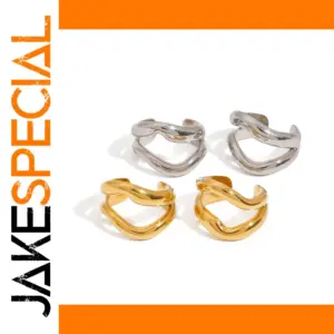 Stainless Steel Wavy Ear Clips for Men Women