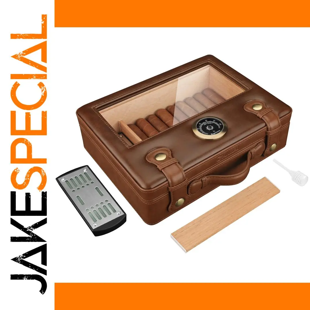 Stylish Travel Cigar Humidor with Glass Top 1 Stylish Travel Cigar Humidor with Glass Top