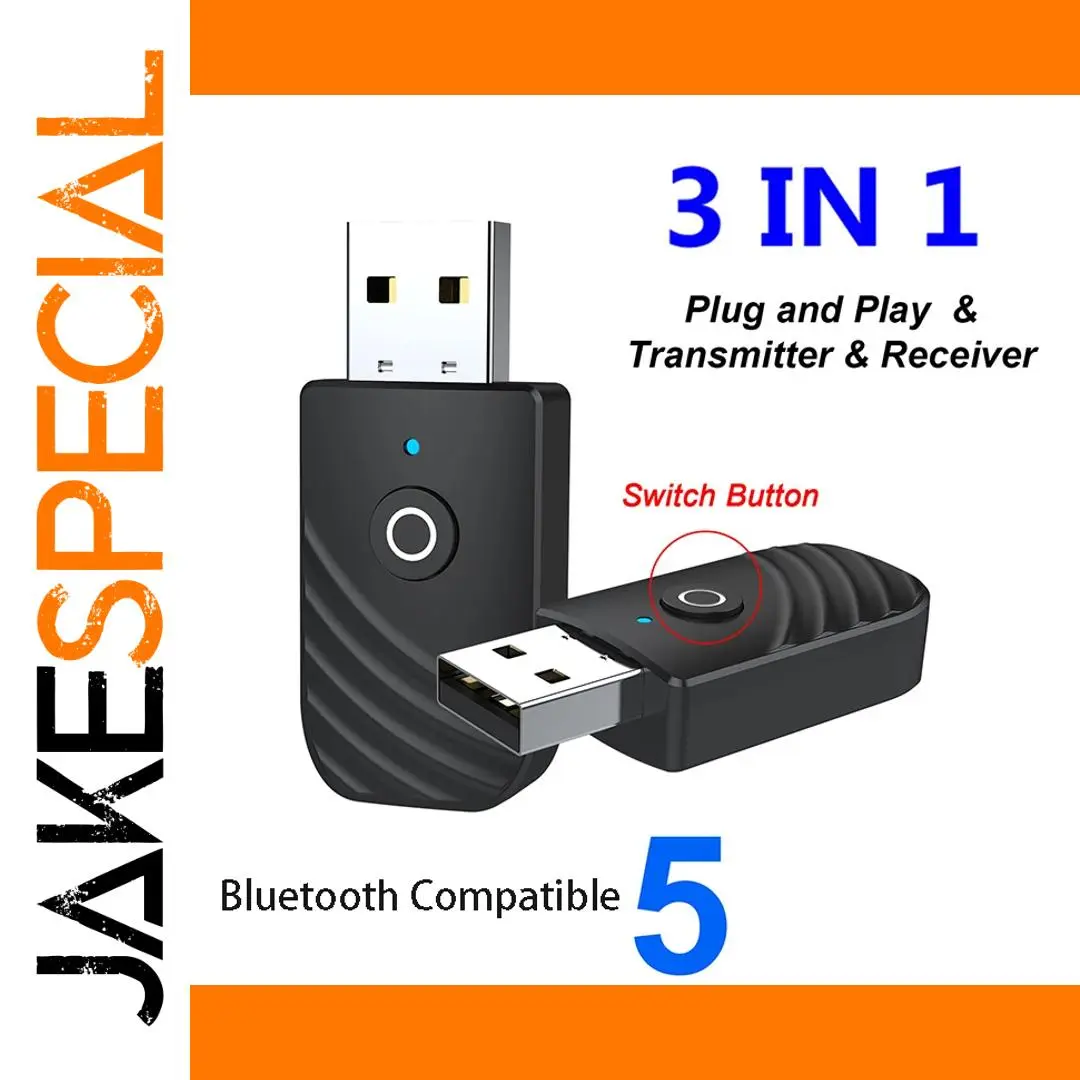 Wireless Bluetooth v5.0 USB Transmitter and Receiver Dongle 1 Wireless Bluetooth v5.0 USB Transmitter and Receiver Dongle