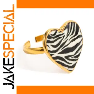 Gold Leopard Heart Ring for Women