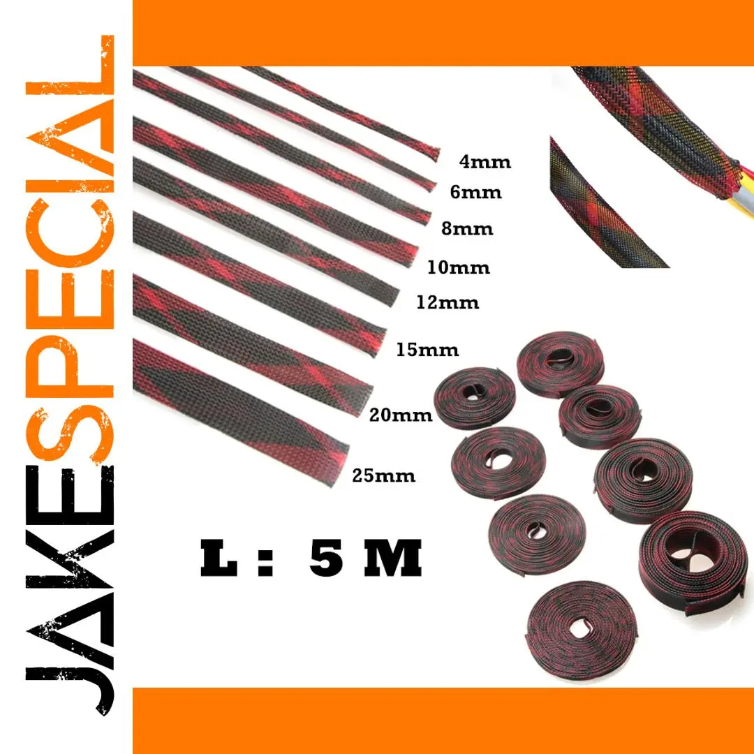 Expandable Braided PET Cable Sleeve 5/10m 2-25mm 1 Expandable Braided PET Cable Sleeve 5/10m 2-25mm