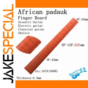 African Padauk Guitar Fingerboard 20/24 Frets, 6-7mm