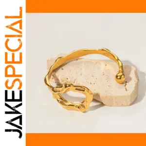 Gold Stainless Steel Wavy Bracelets for Women