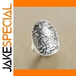 Vintage Silver Flower Ring with Zircon Stones