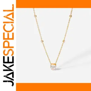 Heart-Shaped Zircon Necklace Stainless Steel