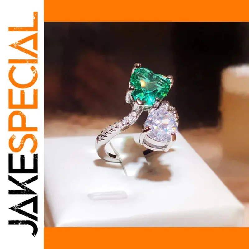 Radiate Romance with the Silver Heart Engagement Ring featuring Green Cubic Zirconia 1 078499e8de634ca5b117e639 product image