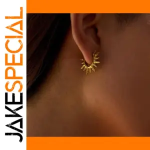 Bold Stainless Steel Sunburst Hoop Earrings