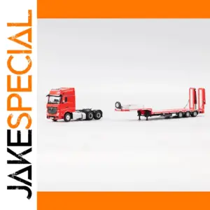 Red Diecast Semi-Truck and Trailer Model