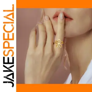 Gold-Enamel Floral Ring for Women