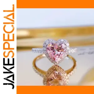 Heart-Shaped Pink Zircon Cocktail Ring for Women