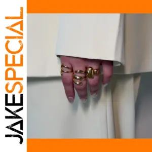 Gold Stainless Steel Water Drop Stackable Rings