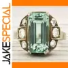 Vintage Geometric Women's Ring with Emerald-Cut Gem
