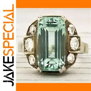 Vintage Geometric Women's Ring with Emerald-Cut Gem
