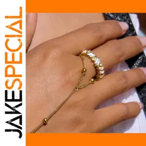 Elegant Gold Stainless Steel Zircon Ring