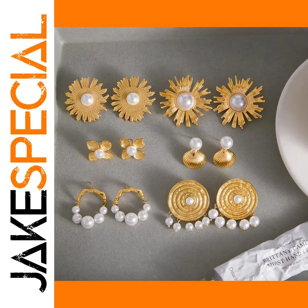 Stainless Steel Pearl Earrings U-Shape Model JDE2311061 1 Stainless Steel Pearl Earrings U-Shape Model JDE2311061