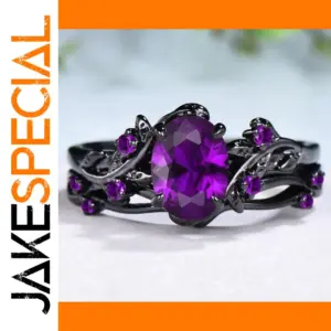 Black Cocktail Ring with Purple Zircon