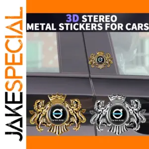 Luxury Car Crest Lion Metal Decal (5.9cm x 4.5cm)