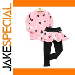 Pink Spring Girls Outfit with Hearts