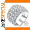 Wide Sterling Silver Geometric Ring with Cubic Zirconia