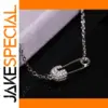 Safety Pin Zircon Necklace with Gold Finish