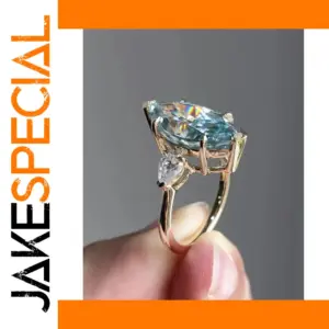 Waterdrop-Shape Blue Iridescent Cocktail Ring