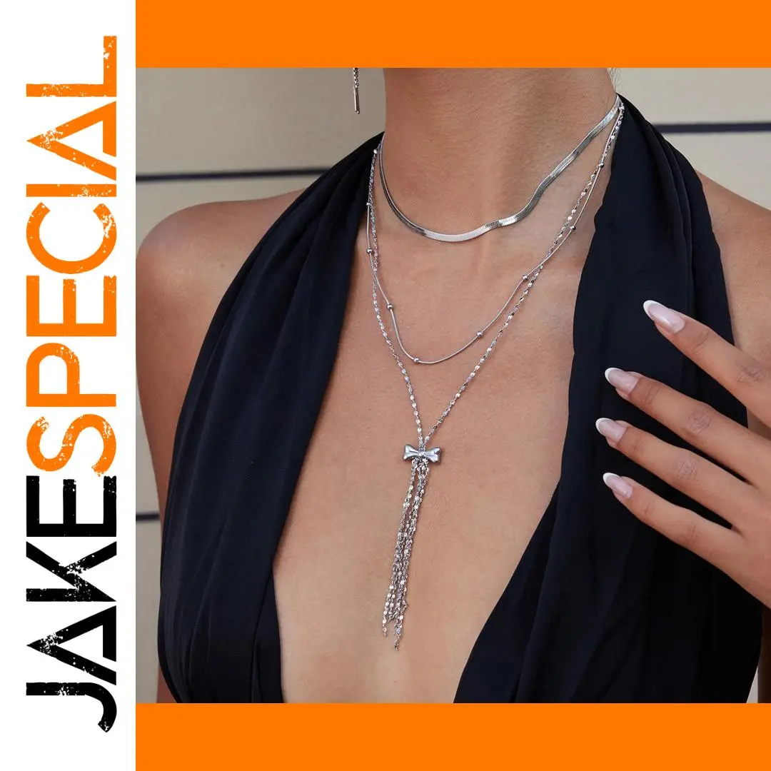 Stainless Steel Bow Pendant Necklace 1 Stainless Steel Bow Pendant Necklace